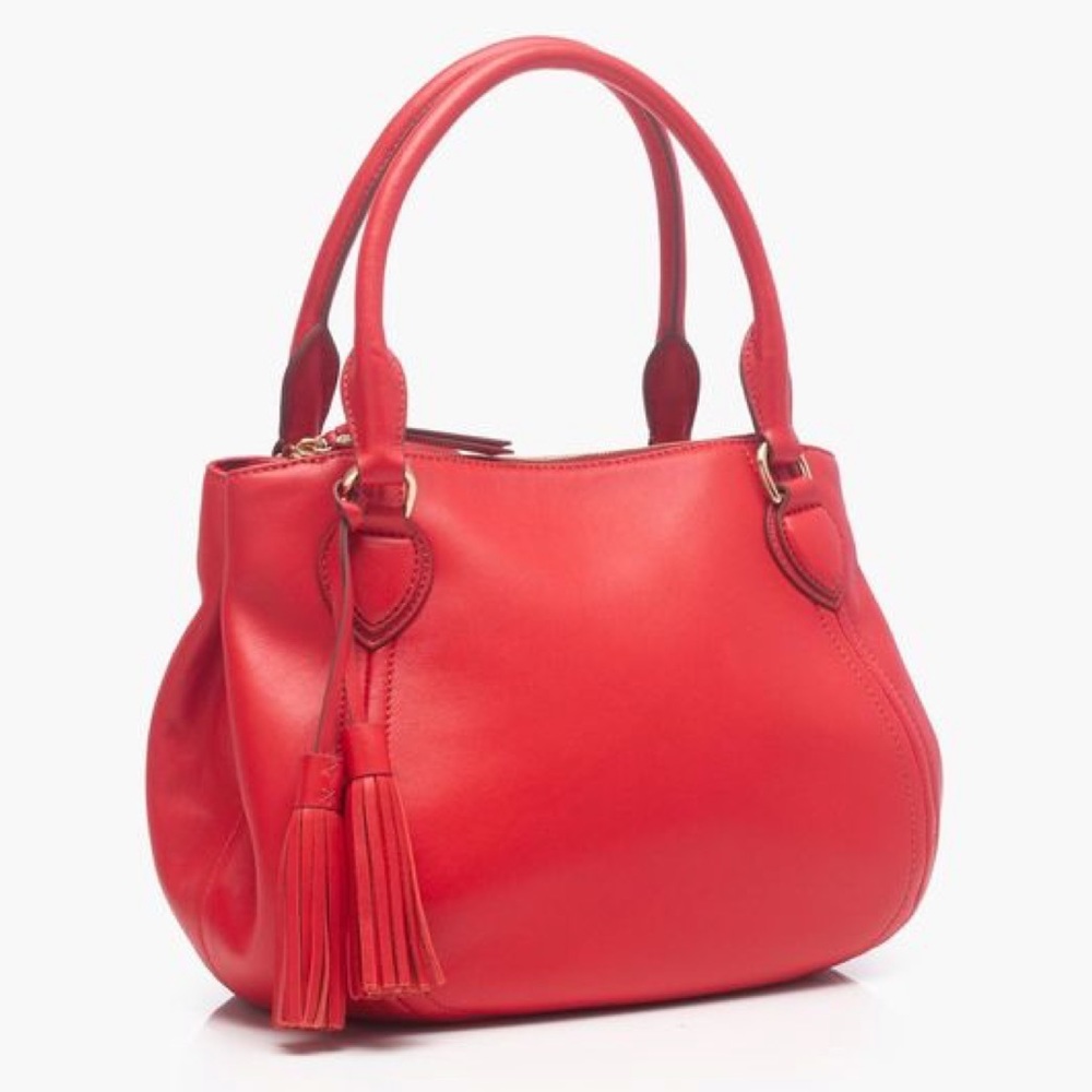 Jcrew red leather satchel